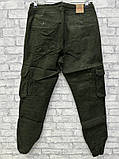 Чоловічі утеплені джогери великого розміру в кольорі хакі, фото 2