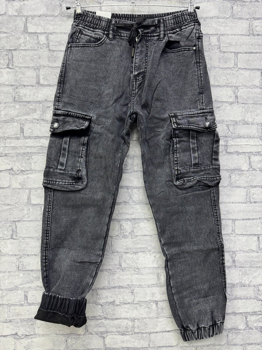 Чоловічі утеплені джогери  в сірому кольорі, фото 1