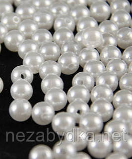 Перлинні намистини 10 мм — 250 г - білого кольору, фото 1