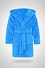 Підлітковий халат махровий з капюшоном для дівчинки, блакитний, софт-махра, фото 6