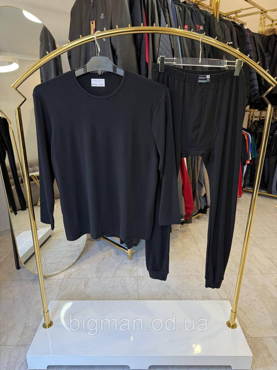 Чоловічий комплект термобілизни 0002 батал 3-8XL чорний