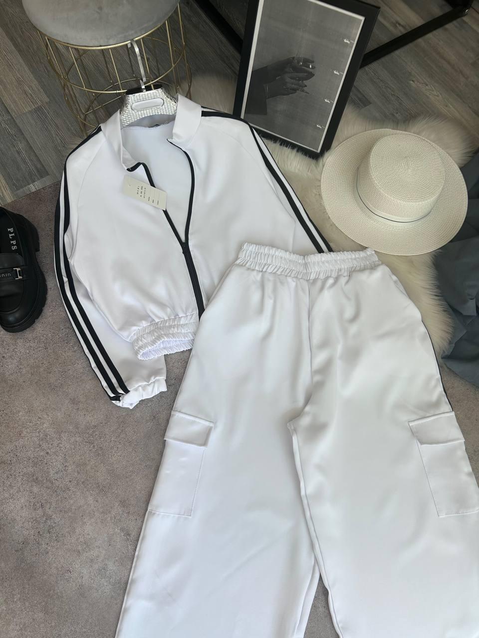 Костюм жіночий костюмна тканина Модель: 1483-05114 GR Колір: білий, пудра, чорний, голубий, фото 1