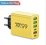 Мережевий зарядний пристрій LYK-886 65W, 6 портів (4×USB-A + 2×USB-C), EU Plug, білий, фото 2