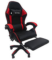 Комп’ютерне геймерське крісло з підставкою для ніг Bonro B-945 червоне з 2 подушками, регулюванням висоти сидіння та нахилу спинки, фото 3