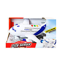 Дитяча інерційна іграшка Літак із підсвічуванням і звуковими ефектами Білий із синім