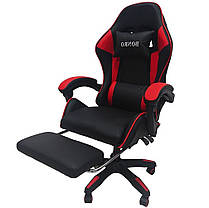 Комп’ютерне геймерське крісло з підставкою для ніг Bonro B-945 червоне з 2 подушками, регулюванням висоти сидіння та нахилу спинки, фото 5