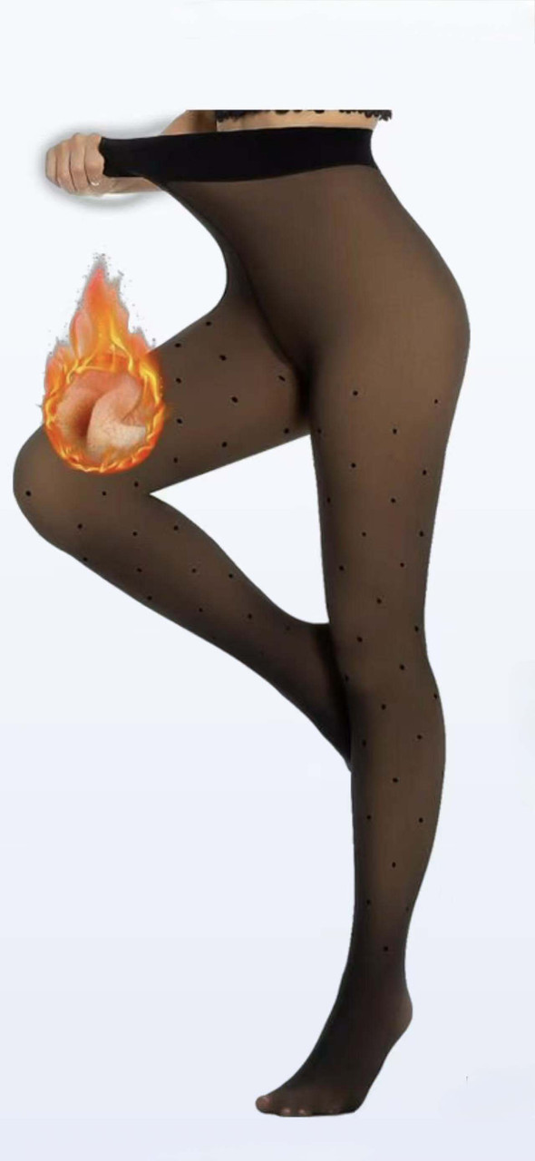 Жіночі теплі термоколготки з ефектом голих ніг в горошек, фото 1