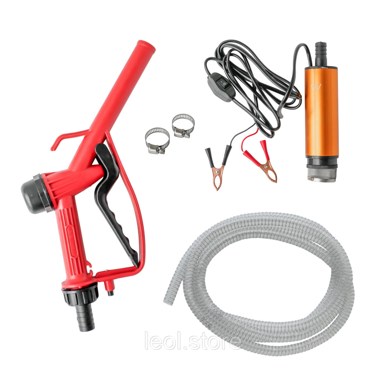 Насос для перекачування палива 12 V  з шлангом і пістолетом 50 мм, фото 1