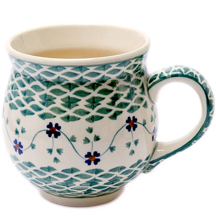 Кружка керамічна Бочечка  0,5 л Green swirl, фото 2