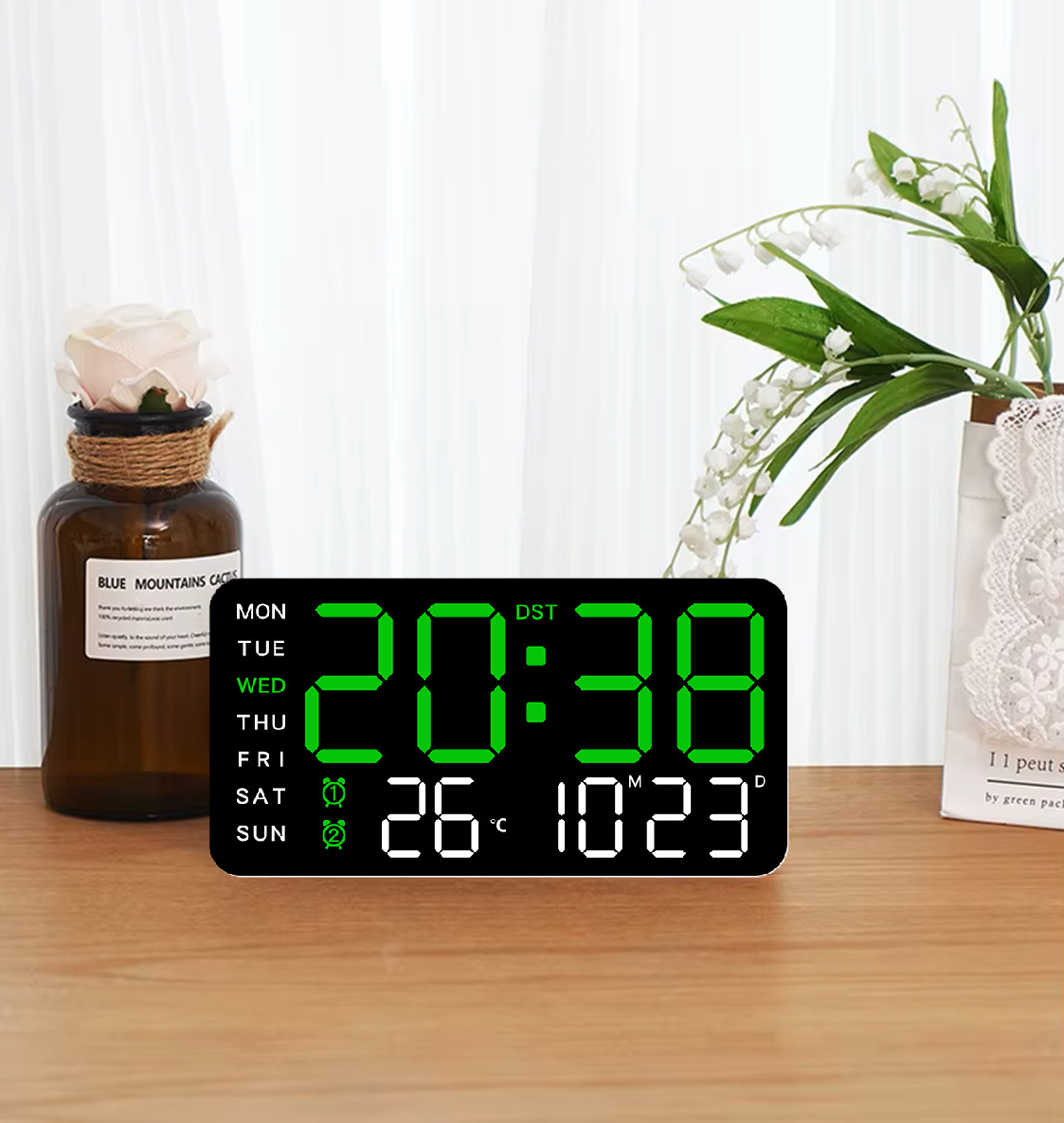 Годинник Deepfox DS-6659 LED цифровий електронний настільний/настінний Будильник Дата Температура 21.5х11см, фото 1