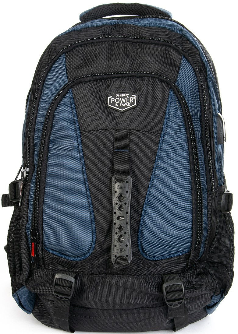 Рюкзак туристичний на 43 літри чоловічий синій тканиний міський для ноутбука 15" з кишенями 50х35х25см Power In Eavas 8212