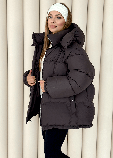 Теплий жіночий пуховик Шелл зі штучним лебединим пухом, універсальний зимовий, розмір XS-XL шоколадний, фото 7