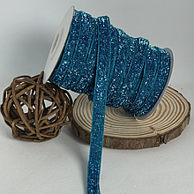 Оксамитова стрічка 1см з люрексом бірюза