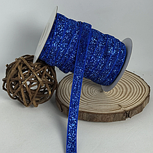 Оксамитова стрічка 1см з люрексом електрик