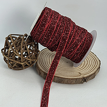 Оксамитова стрічка 1см з люрексом бордовий