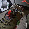 Чоловічі кросівки Travis Scott x Nike Air Jordan 6 Retro GS Olive Оливкові Взуття Найк Аір Джордан 6 Ретро високі Нубук демісезон, фото 8
