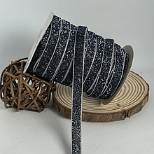 Оксамитова стрічка 1см з люрексом сірий