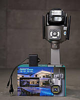 Вулична охоронна WIFI камера відеоспостереження Dual Lens 6MP / Поворотна камера спостереження з сиреною ПП7856