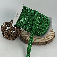Оксамитова стрічка 1см з люрексом зелений
