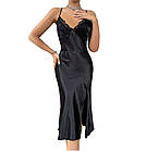 Шовковий пеньюар №6080 Чорний, фото 3