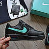 Кросівки Nike Air Force 1 Low x Tiffany & Co Leather Чорні з голубим Взуття Найк Аїр Форс 1 Лов повсякденні шкіра демісезон, фото 3