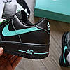 Кросівки Nike Air Force 1 Low x Tiffany & Co Leather Чорні з голубим Взуття Найк Аїр Форс 1 Лов повсякденні шкіра демісезон, фото 5
