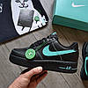 Кросівки Nike Air Force 1 Low x Tiffany & Co Leather Чорні з голубим Взуття Найк Аїр Форс 1 Лов повсякденні шкіра демісезон, фото 2
