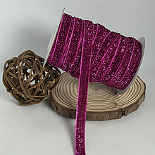 Оксамитова стрічка 1см з люрексом малиновий