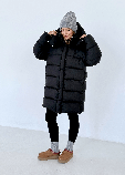 Жіночий зимовий пуховик Максі з лебединим пухом, подовжений, водонепроникний, з капюшоном, розмір XS-L чорний, фото 5