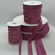 Оксамитова стрічка 1см з люрексом рожевий