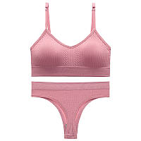 Безшовний комплект жіночої білизни труси та топ для активних жінок зручний і стильний на кожен день BROWN