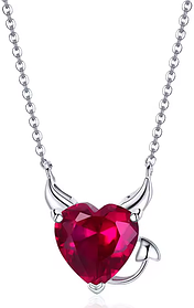 Срібне намисто "Devil" 925 проба кольє, підвіска, кулон з червоним сердечком