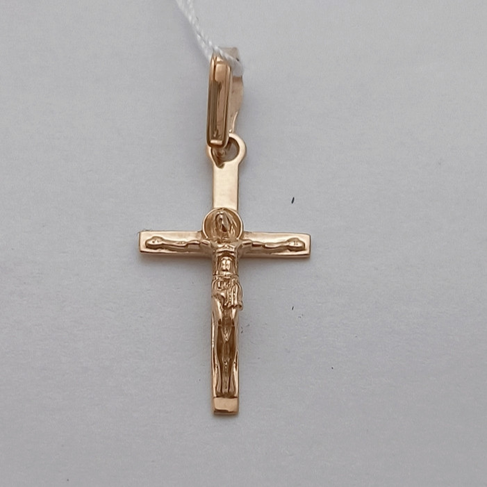 Золотий кулон хрестик 585 проби