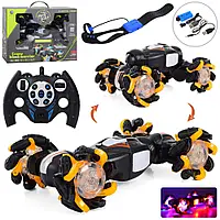 Трюкова машинка-всюдихід на радіокеруванні (пульт, браслет керування, музика, світло, трансформуються колеса) (SY057) 2 кольори