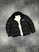 Чоловічий зимовий двосторонній пуховик The North Face чорний з білим Куртка з овчинкою Зе Норт Фейс (C)