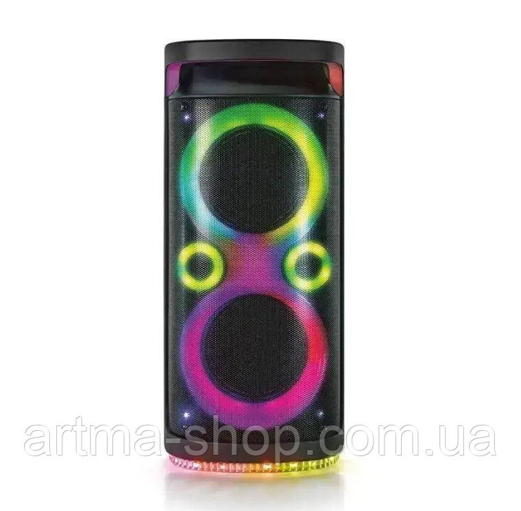 Акустична переносна Bluetooth колонка BS EX804/0125 з радіомікрофоном 2*10" 1200 Вт FM, USB, AUX, RGB