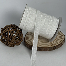 Оксамитова стрічка 1см з люрексом білий