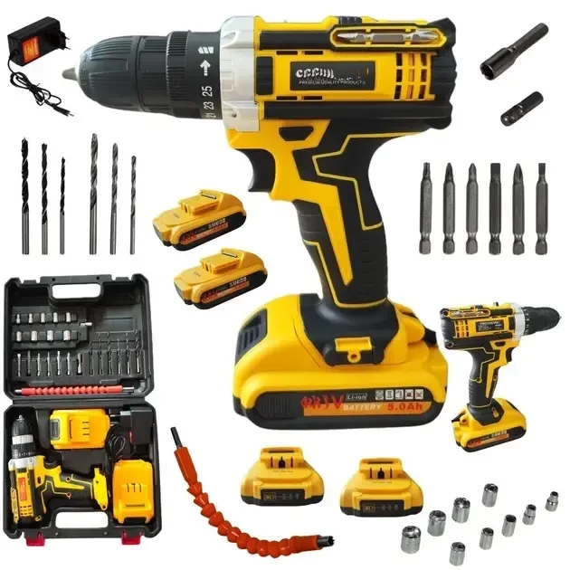 Набор Дрель-Шуруповерт деволт 771, 2 АКБ 24V 4А с насадками и битами в кейсе.