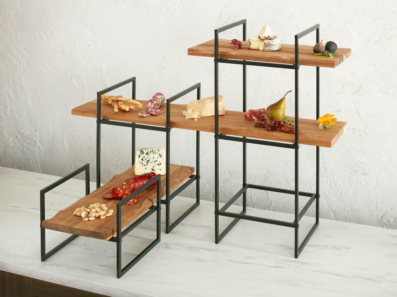 Підставка для тарілок банкетна Лофт 1 ярус, чорна, 30х30х20см (тарілки не входять)