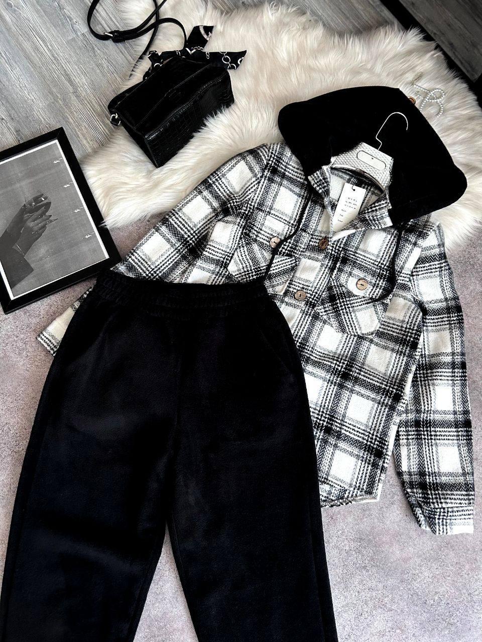 Костюм двійка жіночий фліс + кашемір Модель: 1532-229 GR Колір: чорний, блакитний, джинс, шоколад, фото 1