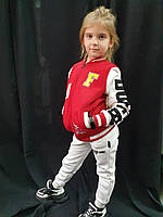 Бомбер червоно-білий теплий на дівчат зріст 134,140,146,152 DOFFBI Туреччина