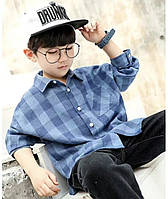 Детская рубашка для мальчика трикотажная, в клетку, на 5,6,7,8,9,10,11,12 лет