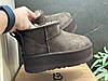 Зимові жіночі UGG Mini Platform XL Brown УГГІ замшеві коричневі на платформі, фото 5