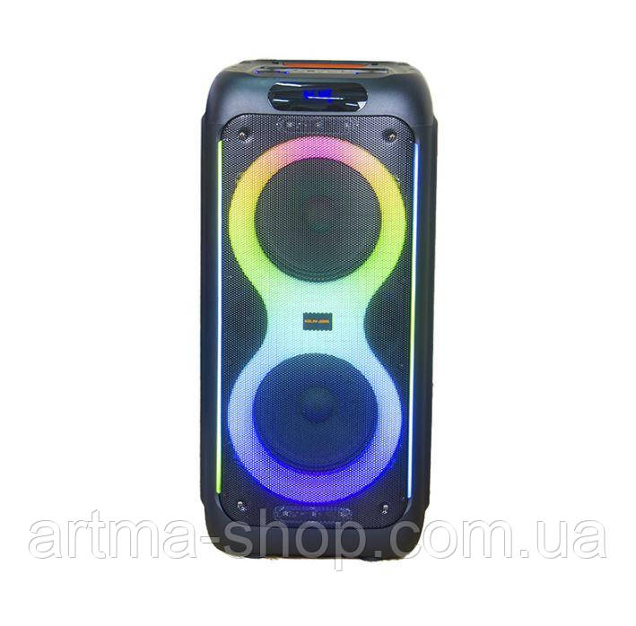 Акустична переносна Bluetooth колонка BS LFP-X10/0127 з радіомікрофоном 2*12" 1200 Вт FM, USB, AUX, RGB