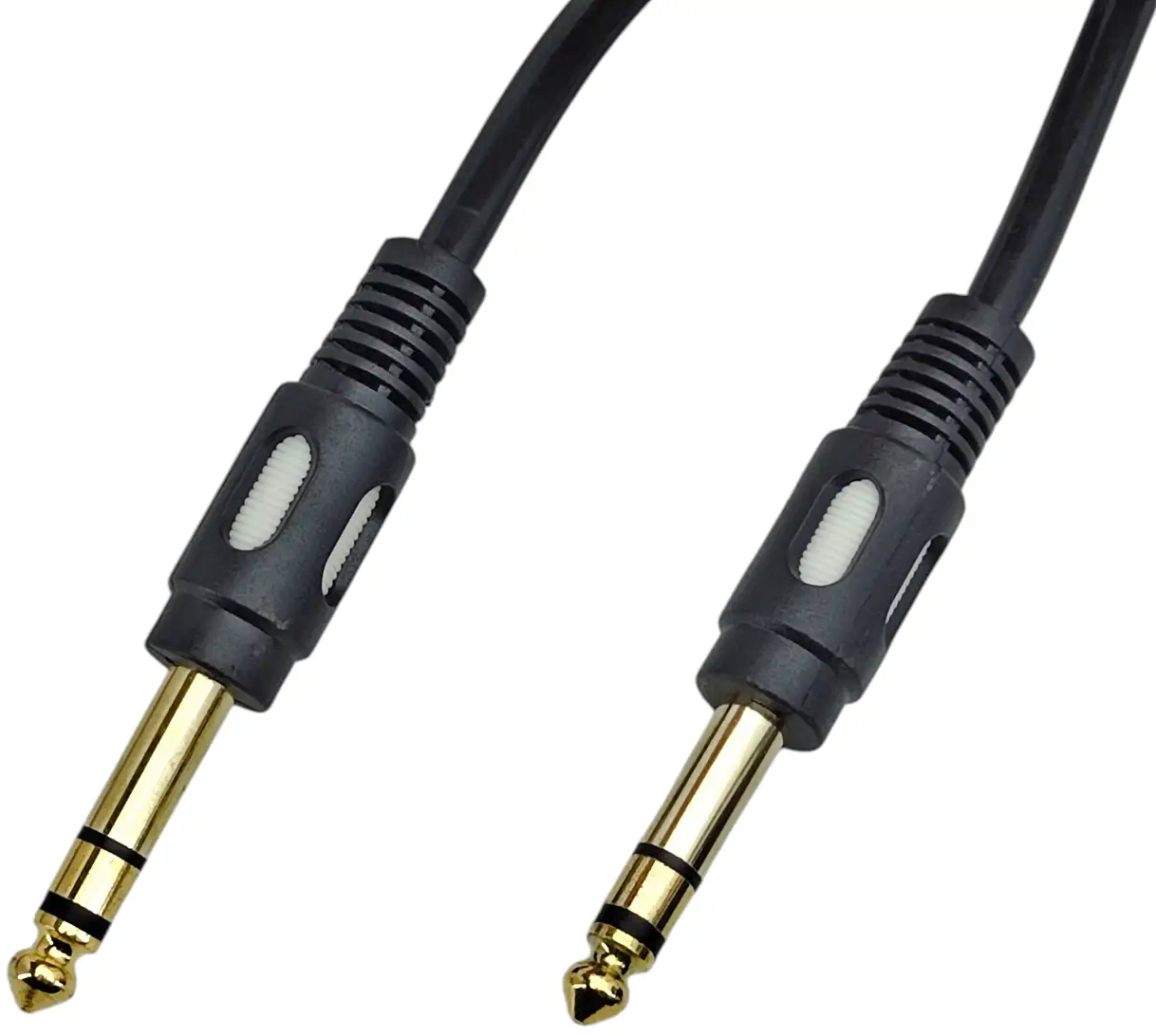 Кабель аудіоштекер 6,3 мм — штекер 6,3 мм стерео, gold, 5 м, чорний