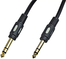 Кабель аудіоштекер 6,3 мм — штекер 6,3 мм стерео, gold, 5 м, чорний
