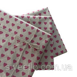 Подарунковий папір до картин 40 * 50 см Крафт із сердечками, фото 1
