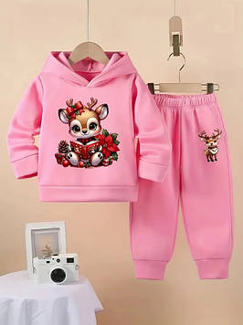 Теплий спортивний костюм із собачкою дівчинки