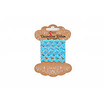 Декоративна стрічка Хвиля блакитна з срібною ниткою 2 метри SANTI (741382)