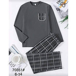 Трикотажна сіра піжама для підлітка "Фабричний Китай" Розміри: 6,8,10,12,14 років (49469)